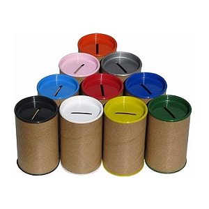 10 Cofrinhos de Papelão Com Tampa e Base de Plástico Liso Para Adesivar