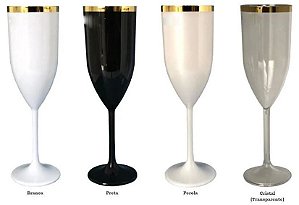 20 Taças De Champanhe De 170 ml Em Acrílico Com Borda Dourada Várias Cores Sem Estampa