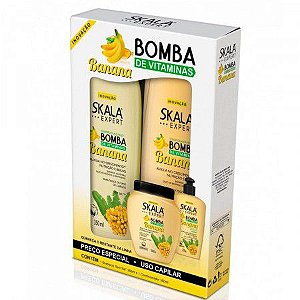 KIT SHAMPOO E CONDICIONADOR  SKALA 650ML BOMBA BANANA