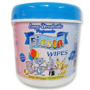 Lencos Umidecido Fiesta Wipes Azul Pote com 450