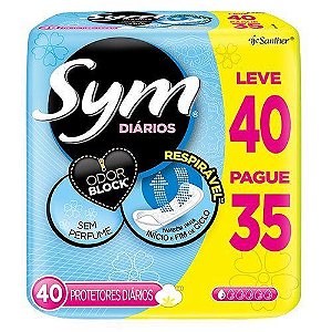 PROTETOR DIARIO SYM S/PERFUME LEVE 40 PAGUE 35