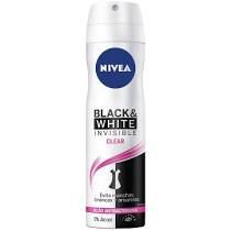 DESODORANTE NIVEA AEROSOL 150ML BLACK WHITE INVISIBLE CLEAR