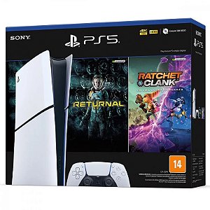 PlayStation 5 Slim Branco 1TB Digital Edition  - Jogo Returnal e Ratchet e Clanck em Uma Outra Dimensão