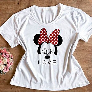T-shirt feminina Minnie Love Tumblr, baby look , blusinhas