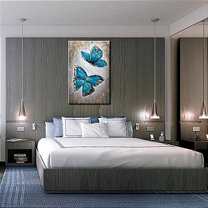 Quadro Pintura Tela borboleta amante azul Sala de Estar 5124