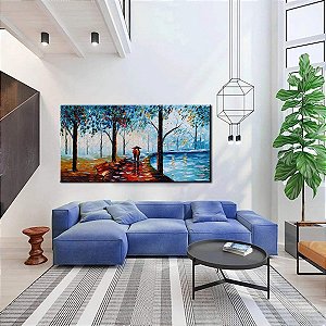 Quadro Pintura Tela luz guarda-chuva amante carregam 5271