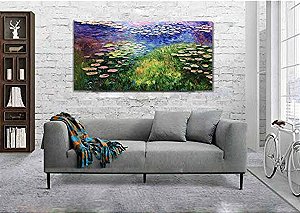 Quadro Pintura Tela pond lotus countryside sob modern 5371