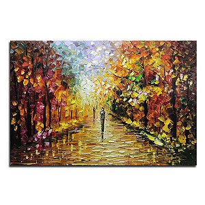 Quadro Pintura Tela outono acessível árvores Decorativo 5396