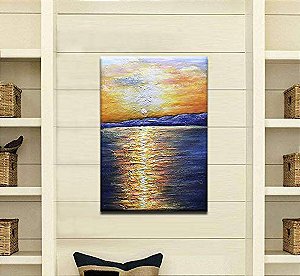 Quadro Pintura Tela vista beira-mar distante sunrise 5402