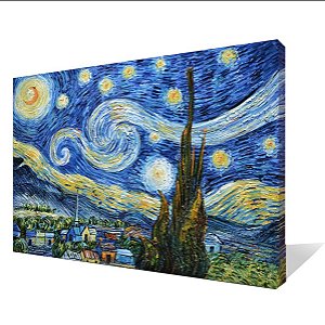 Quadro Pintura Tela noite van óleo estrelado gogh 5431