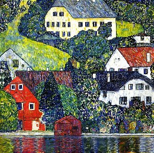 Quadro Pintura Tela casas gustav klimt attersee 5486