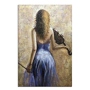 Quadro Pintura Tela vestido elegante violino menina 5524