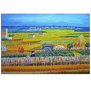 Quadro Pintura Tela ceifador campo trigo sol van gogh 5559