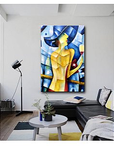 Quadro Pintura Tela abstrato vertical sexy óleo mulher 5582