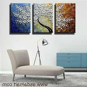 Quadro Pintura Tela árvore abstrato asdamart óleo vivos 5596