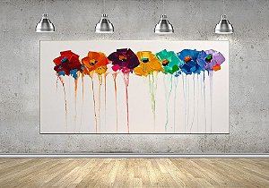 Quadro Pintura Tela Arvores e Flores Modernas Em Altos Relevos 2023