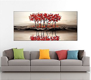 Quadro Pintura Tela Arvores e Flores Modernas Em Altos Relevos 2031