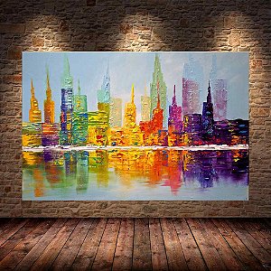 Quadro Pintura Tela Cidade Paisagem Urbana 2033