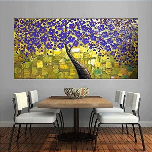 Quadro Pintura Tela Arvores e Flores Modernas Em Altos Relevos 2071