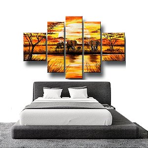 Quadro Decorativo Africano Animais Paisagem 283