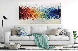 Quadro Grande Pintura Tela colorido artesanais Sala de Estar 1x2m
