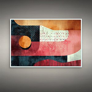 Quadro Decorativo Abstrato Geométrico Cores Quentes Textura Textil Minimalista 6026