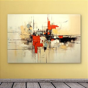 Quadro Decorativo Abstrato Geométrico Vermelho e Preto Moderno Minimalista 6090