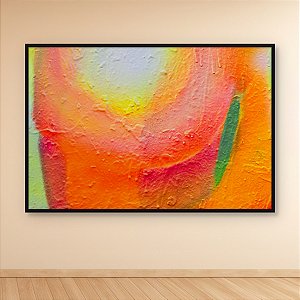 Quadro Decorativo Abstrato Grafite Texturizado Cores Vibrantes Laranja e Verde 6058