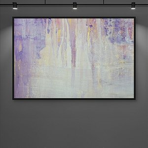 Quadro Decorativo Abstrato Lilás Violeta e Dourado Textura Escorrida 6001