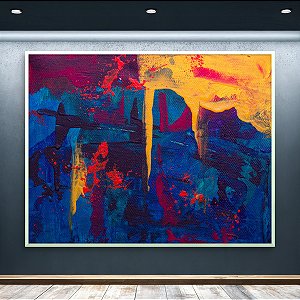 Quadro Decorativo Abstrato Moderno com Cores Vibrantes e Textura em Relevo 6038