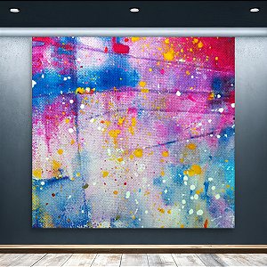 Quadro Decorativo Abstrato Moderno com Cores Vibrantes e Textura em Tela 6067