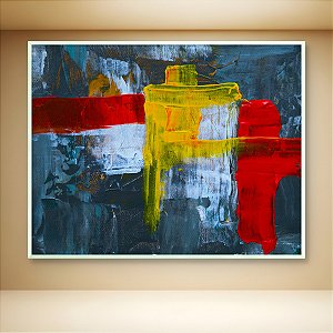Quadro Decorativo Abstrato Moderno com Cores Vibrantes Vermelho e Amarelo 6017