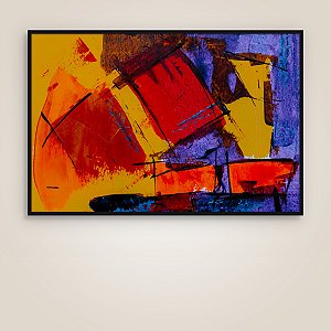 Quadro Decorativo Abstrato Moderno com Formas Geométricas em Vermelho e Amarelo 6098