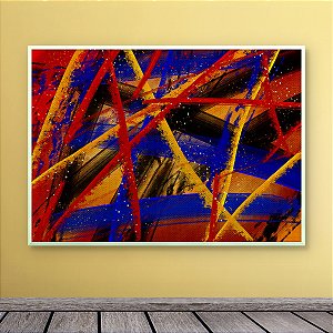 Quadro Decorativo Abstrato Moderno com Linhas Geométricas Coloridas 6066