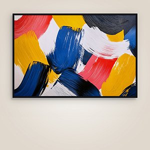Quadro Decorativo Abstrato Moderno com Pinceladas Coloridas e Textura 6045
