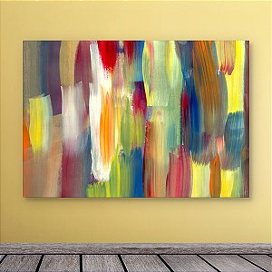 Quadro Decorativo Abstrato Moderno com Pinceladas Coloridas e Textura 6054