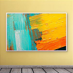Quadro Decorativo Abstrato Moderno com Textura em Tons de Amarelo e Turquesa 6091