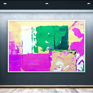 Quadro Decorativo Abstrato Moderno com Textura em Verde e Rosa 6076
