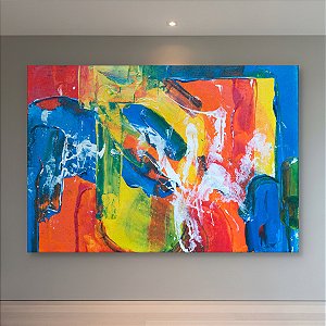 Quadro Decorativo Abstrato Moderno Cores Vibrantes Textura Gestual 6018