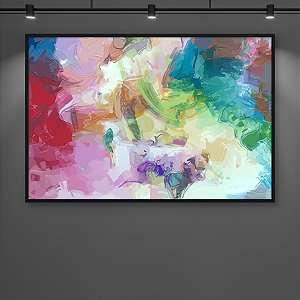 Quadro Decorativo Abstrato Moderno Pintura Óleo Rosa Azul e Verde 6005