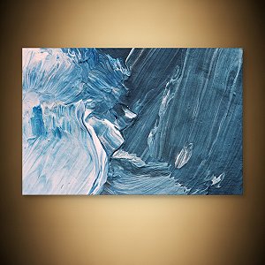 Quadro Decorativo Abstrato Ondas do Mar em Tons de Azul e Branco 6093