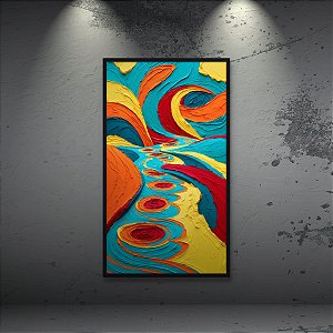 Quadro Decorativo Abstrato Paisagem Texturizada Ondas Coloridas em Alto Relevo 6041