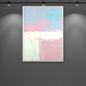 Quadro Decorativo Abstrato Pastel Geométrico Minimalista Rosa e Azul 6077