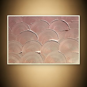 Quadro Decorativo Abstrato Textura Escovada Rosé Gold Metalizada 6016
