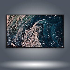 Quadro Decorativo Abstrato Textura Fluida Ondeada em Tons de Azul e Branco 6057