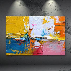 Quadro Decorativo Abstrato Texturizado Cores Vivas e Pinceladas em Óleo 6022
