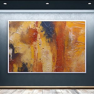 Quadro Decorativo Abstrato Texturizado Tons Terrosos e Mostarda 6035