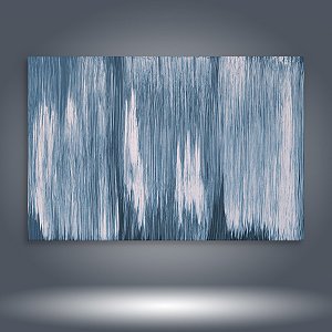 Quadro Decorativo Abstrato Tonalidades de Azul Linhas Verticais Pintura Gestual 6036