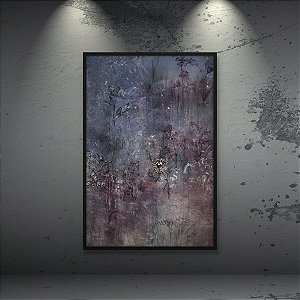 Quadro Decorativo Flores Vintage em Fundo Concreto Rústico Roxo 6025