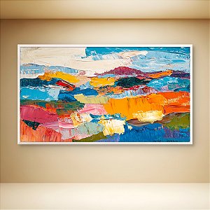 Quadro Decorativo Paisagem Abstrata Moderna com Espátula Texturizada Colorida 6056
